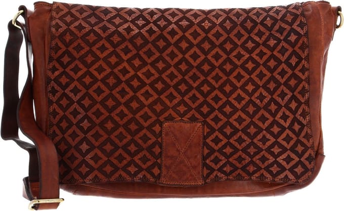 CAMPOMAGGI Leren Schoudertas Crossbody Bag Cognac Terracotta
