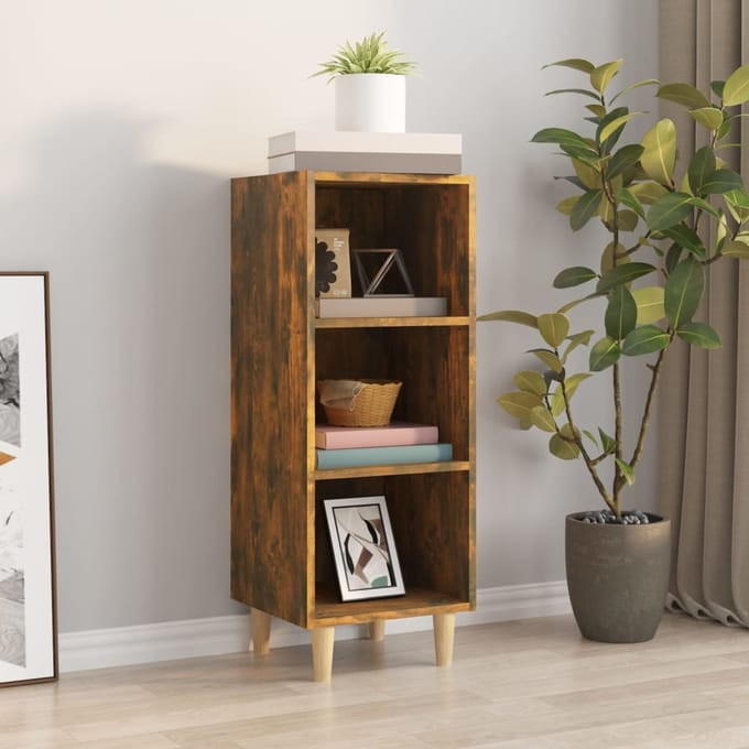 vidaXL - Dressoir - 34,5x32,5x90 - cm - bewerkt - hout - gerookt - eikenkleurig