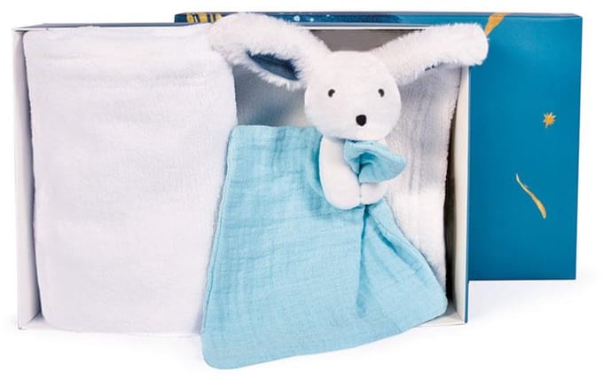 Doudou et Compagnie - Knuffeldoekje & Dekentje - Konijntje - Happy Pop - 100 x 70 cm - 0m+