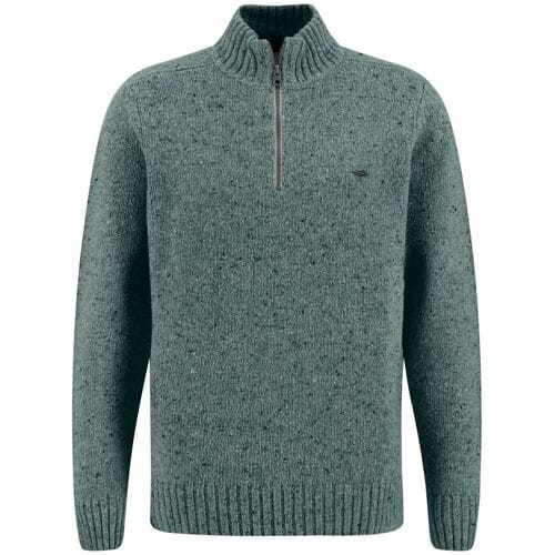 Fynch-Hatton Trui Troyer Zip Merino Wool Blend Donegal Knit Sage Green / male
