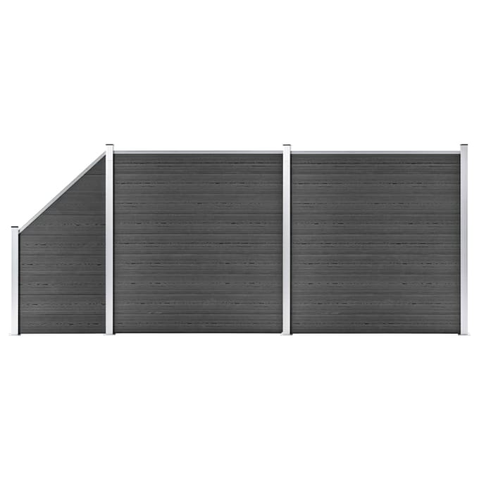 vidaXL - Schuttingpanelenset - 446x(105-186) - cm - HKC - zwart