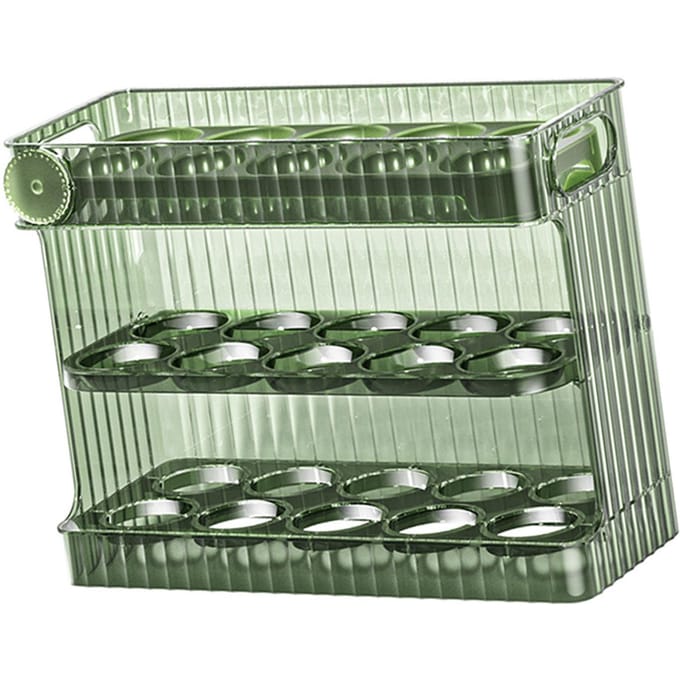 30 Stuks Flip Koelkast Eierdoos Container PET Auto Eieren Vers Houden Flip Eierdoos Container voor Koelkastdeur Groen groen