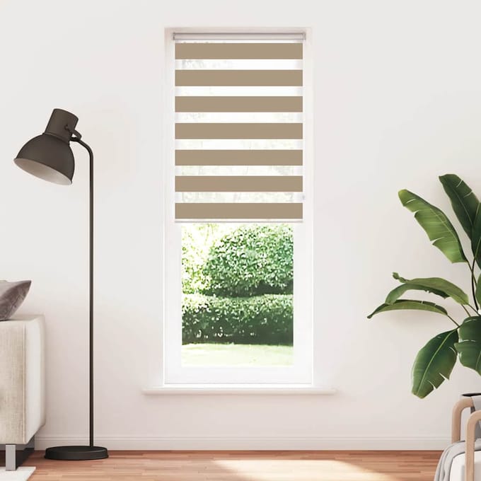 vidaXL - Zebra - Blind - 85x230 - cm - stofbreedte - 80,9 - cm - polyester - zandbruin