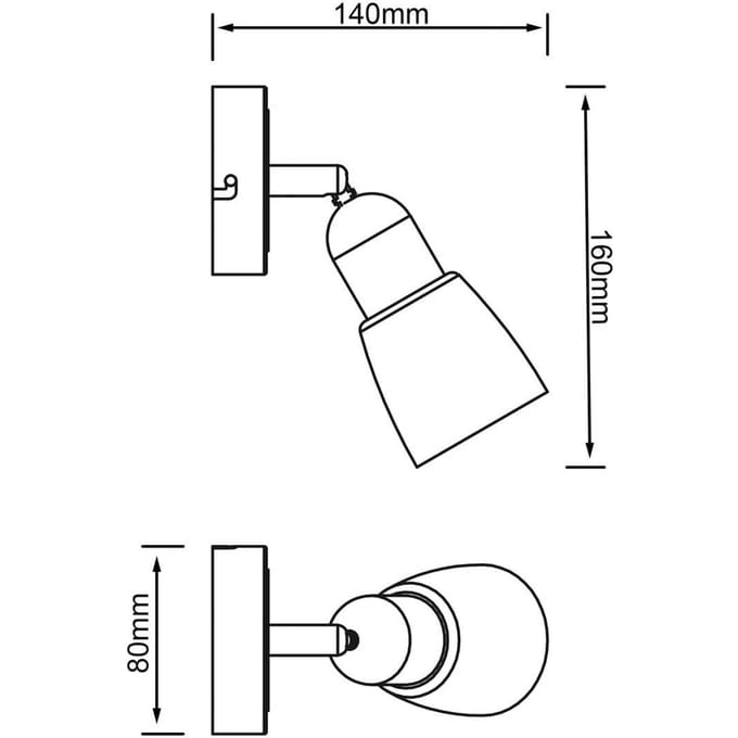 Brilliant Sofia wandspot, ijzer/chroom/wit, projectie 19 cm