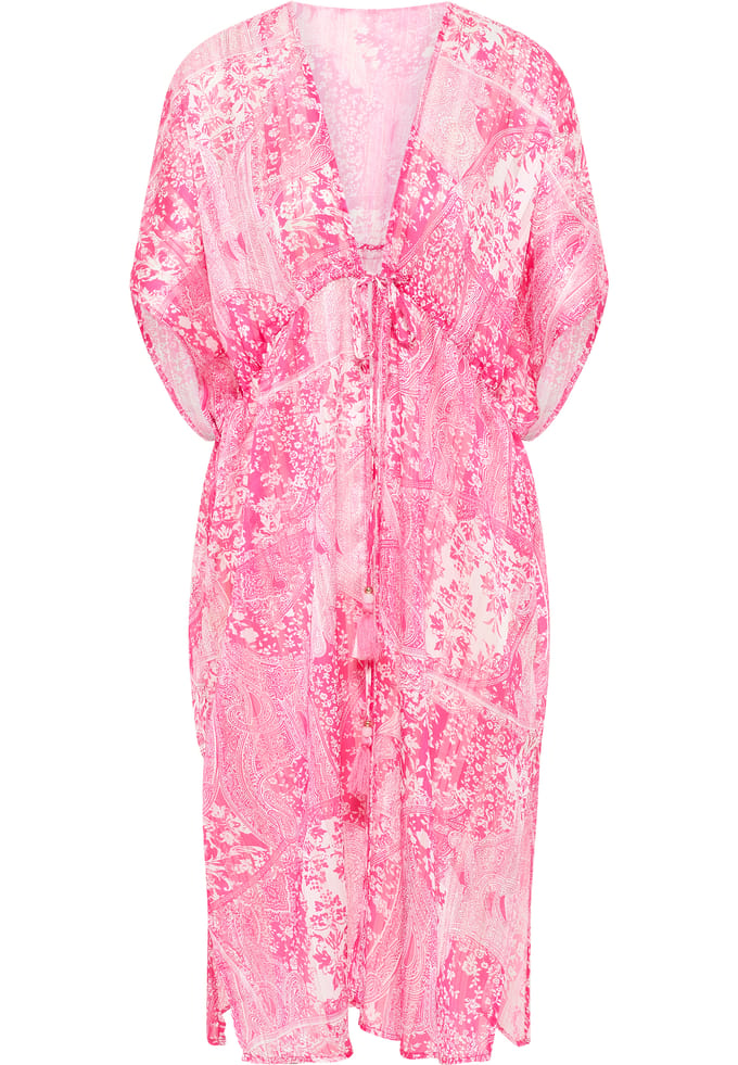 IZIA Kimono Dames roze wit