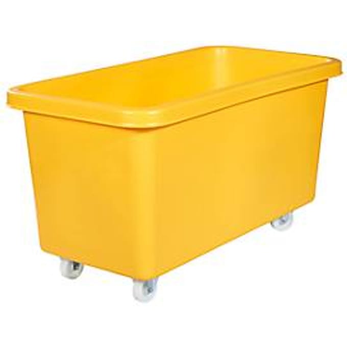 Rechthoekige container, kunststof, verrijdbaar, 450 l, geel