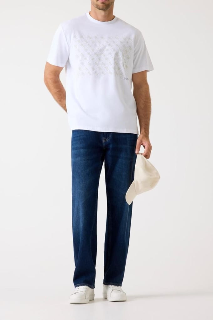 GUESS Ss Cn 4g  Logo Pure White Taglia: M | Magliette basic Outlet | Uomo | Bianco