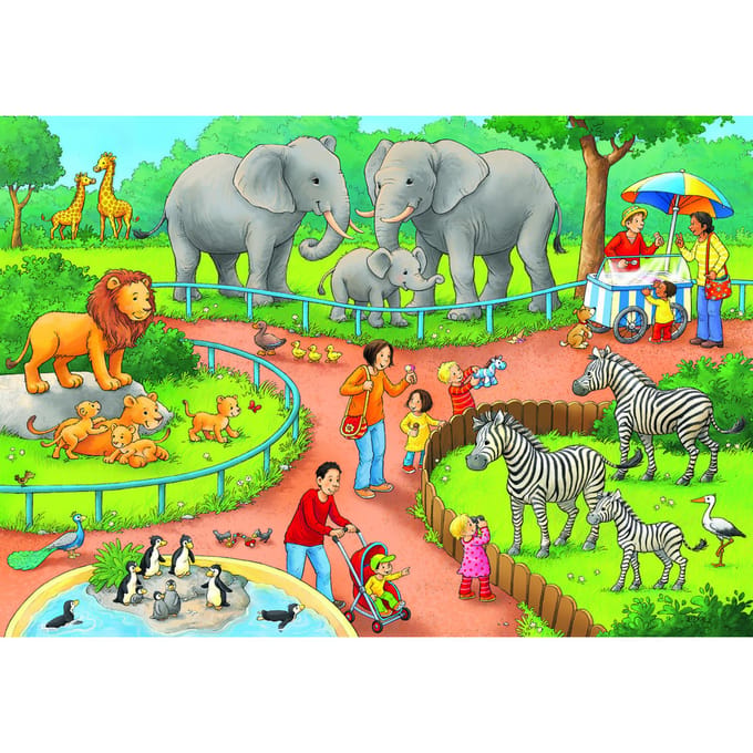 Ravensburger puzzel Een dag in de dierentuin - 2x24 stukjes - kinderpuzzel