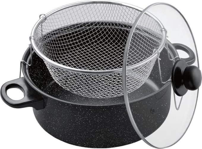 Benson Frituurpan met korf - Carbonstaal - Marmer coating - Ø 26 cm