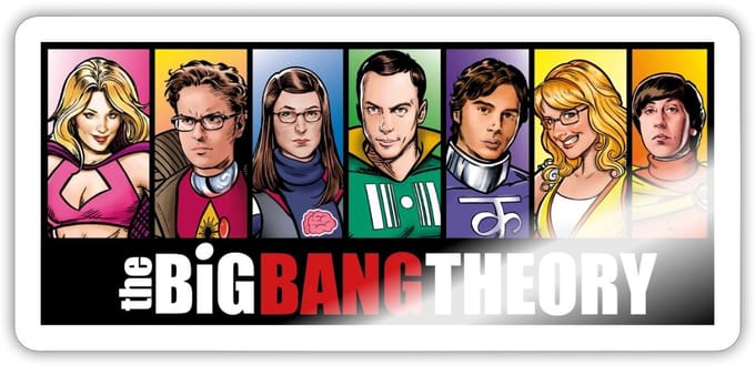 The Big Bang Theory Stripfiguren Comic Characters Sticker maat S (10 x 10 cm)