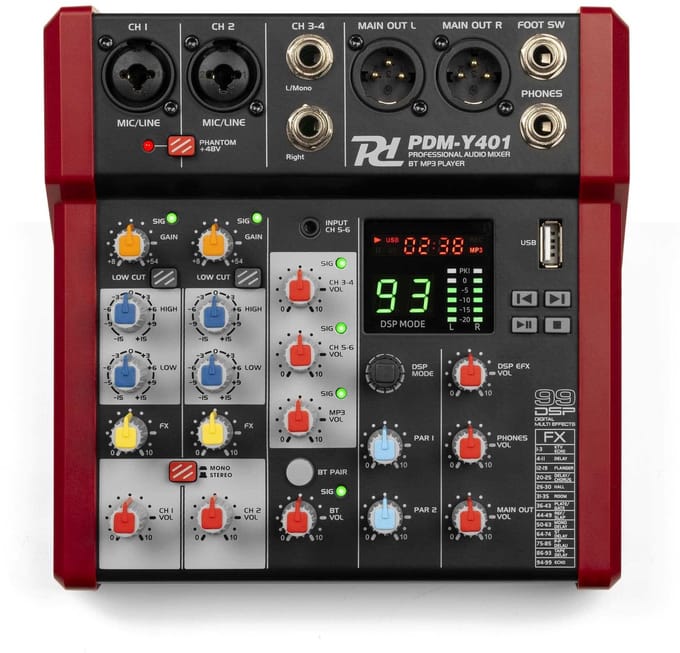 Power Dynamics PDM-Y401 mixer - 4 kanaals mengpaneel met Bluetooth