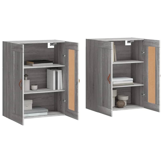 vidaXL - Hangkasten - 2 - st - bewerkt - hout - grijs - sonoma - eikenkleurig