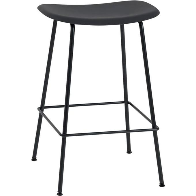 Muuto - Fiber barkruk - buisonderstel - zwart - frame zwart