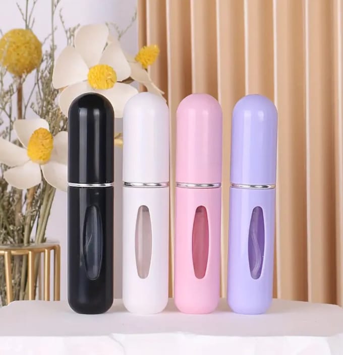 Set van 4 mini parfumverstuivers 5 ML - zwart wit roze paars - reizen - mini