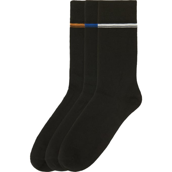 Ben Sherman Heren Gestreepte Bamboosokken (Verpakking van 3) (Zwart)