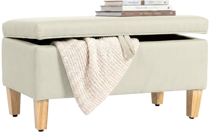 HOMCOM Opbergpoef - Polyester - 71 x 37 x 36 cm - Beige