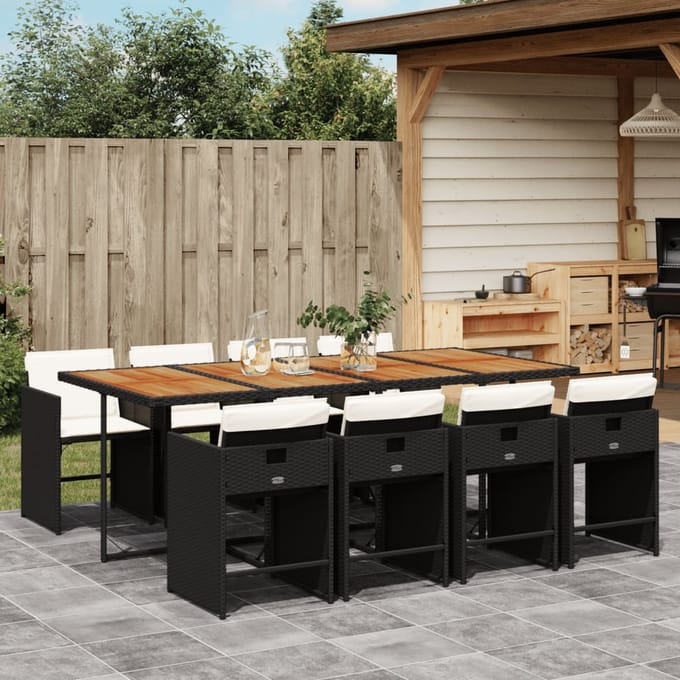 vidaXL - 9-delige - Tuinset - poly - rattan - zwart