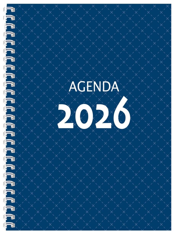 MGPcards - Agenda A4 2026 - Ringband - Spiraal - Flexibele kaft - Weekoverzicht - Donker blauw - 21 x 29.5 cm