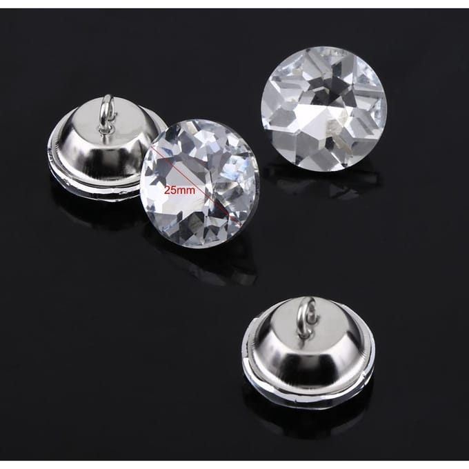 Round Rhinestones Crystal Buttons Sewing on Craft Decoration (25mm) 25mm