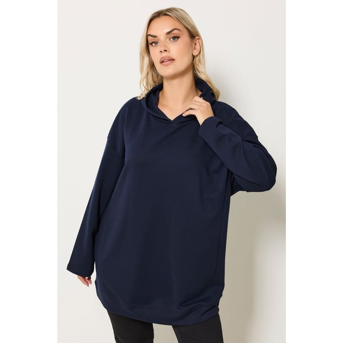 Yours Marineblauwe Hoodie Met Naaddetail Size 46