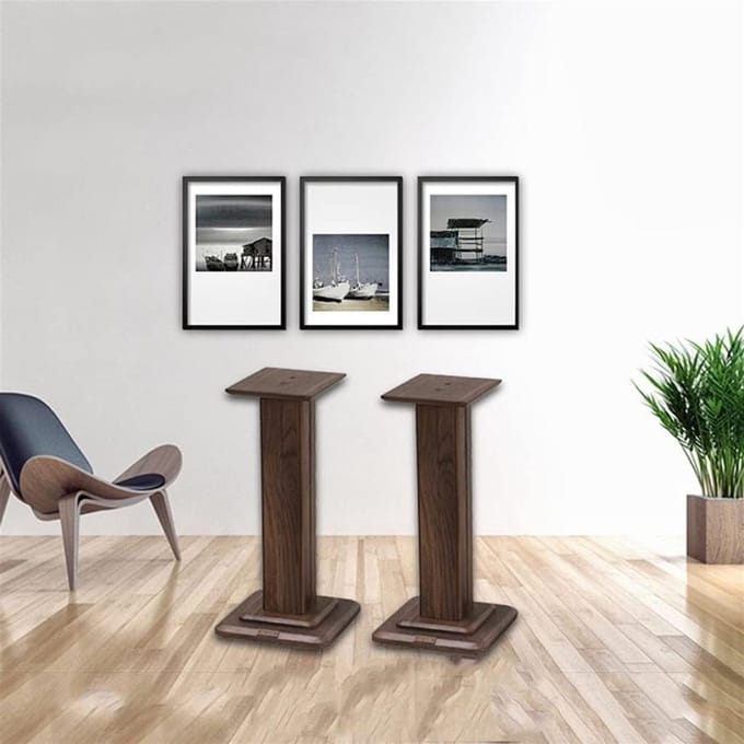 Luidspreker Stands - Houten Ondersteuning - Thuisbioscoop Geluid - Massief Hout Constructie - 28x28x20 cm - Bruin