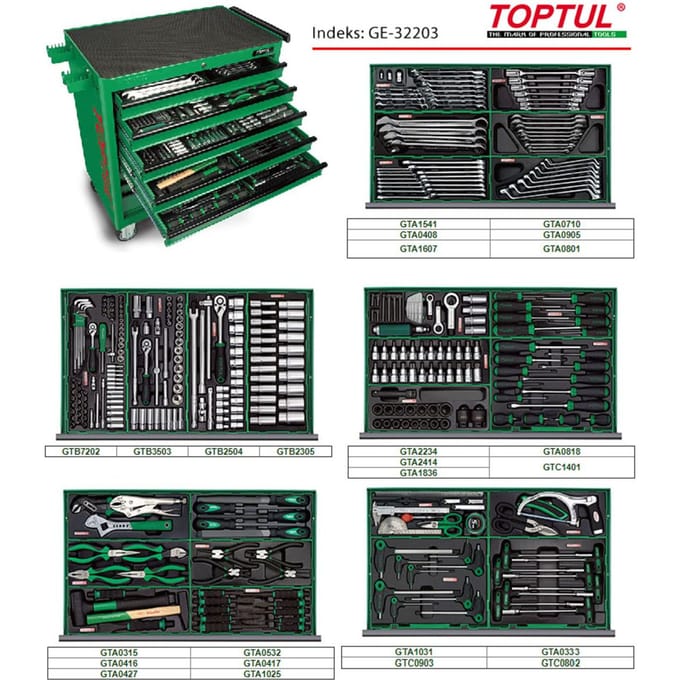 Gereedschapswagen met uitrusting TOPTUL GT-36001