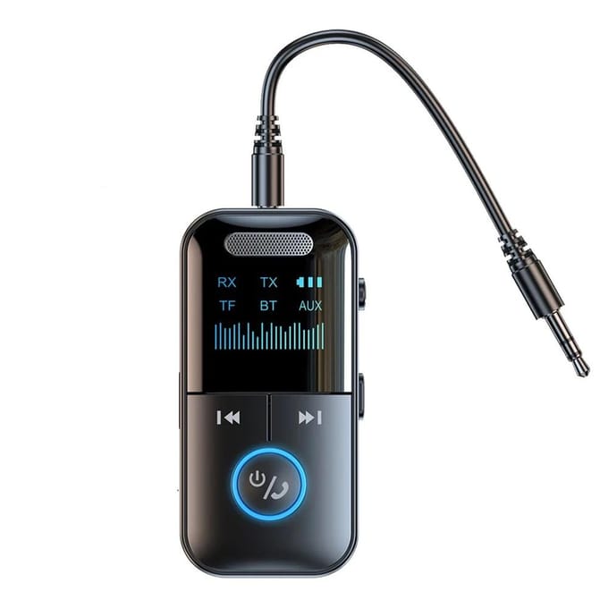 Bluetooth 5.4 Audio Adapter 3.5mm Aux Audio Ontvanger Zender Draadloze Bluetooth Adapter voor Luidspreker Oortelefoon Auto Ondersteuning TF Kaart black