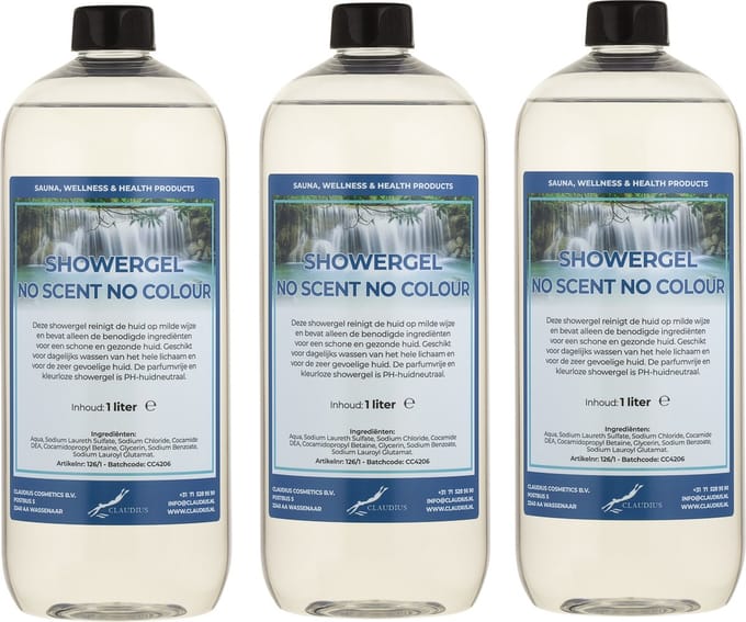 Douchegel No Scent, No Colour 1 liter - set van 3 stuks - Showergel