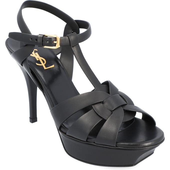 Saint Laurent Tribute Platform Sandalen Zwart