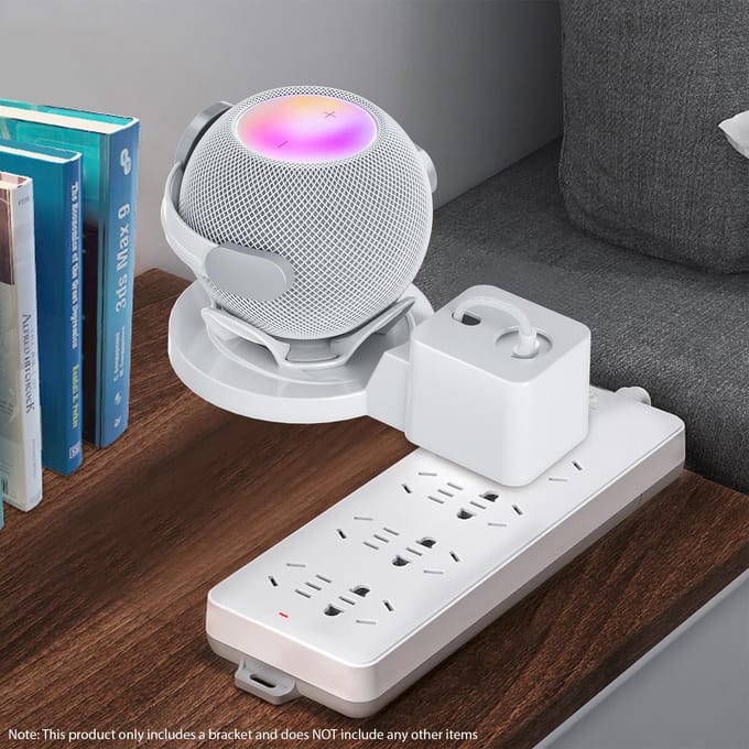Slimme luidsprekerstandaard voor aan de muur, geschikt voor HomePod Mini Audiostandaard met netsnoerbeheer wit