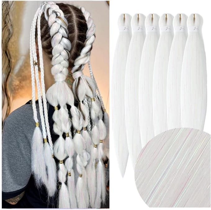 Haar Extensions - Vlechtvezels - Haar Stijlen - Voorgestrekte Vezels - 3-pack 32 inch - Tinsel
