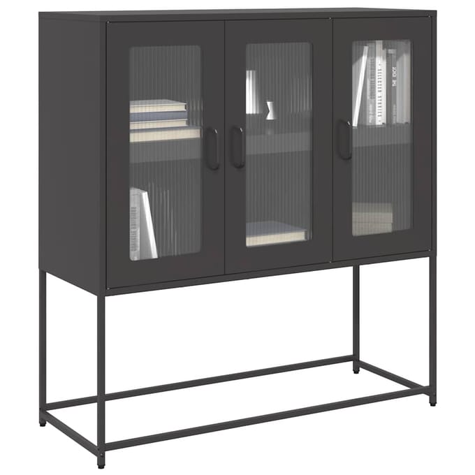 vidaXL - Dressoir - 100,5x39x107 - cm - koudgewalst - staal - zwart