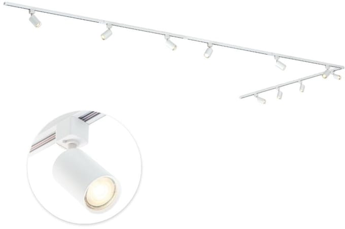 Qub Focus Railverlichting - Wit - 400 cm - L-Vorm - 6x GU10 Spots - Dimbaar - Complete Set