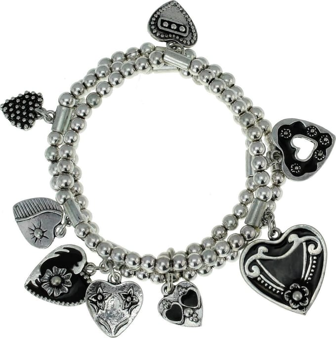 Behave - bedelarmband zilverkleur - hartjescharme - romantische look