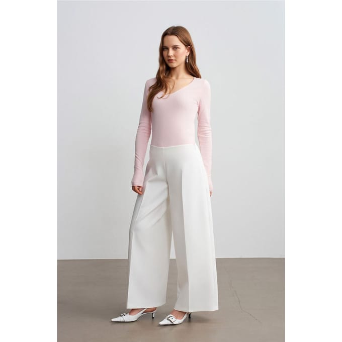 Hoge Taille Wijde Pantalon van Kreppmateriaal