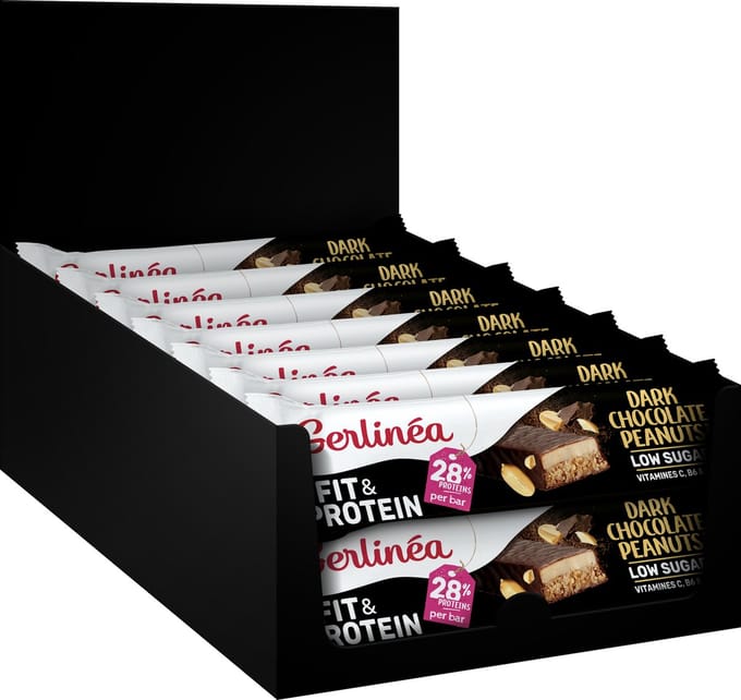 Gerlinea Fit & Protein - Single Bar - Dark Chocolate Peanuts - 15 x 45 gr