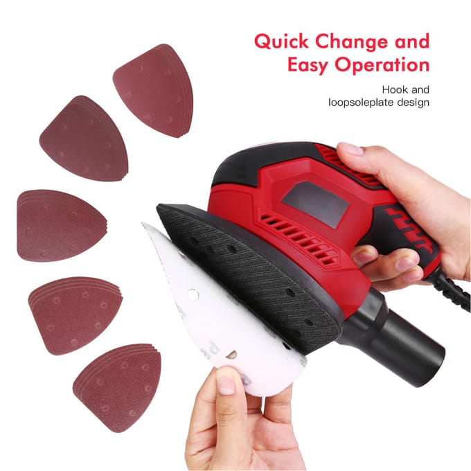 Ponceuse de détail 1,6A 200W 14000 OPM Ponceuse compacte Système efficace de collecte de poussière avec 2 pièces US Plug rouge