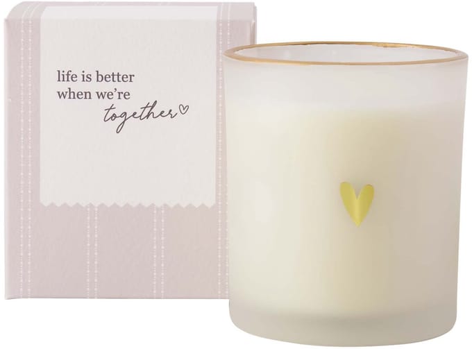 Zusss Geurkaars Glas In Doosje Life Is Better - Glas / Paraffine - Wit / Goud / Zand - Ø8x9cm
