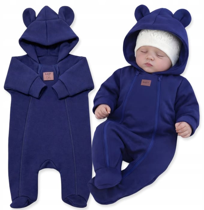 Dartomik - Baby Jumpsuit - 68 - Blauwe Twee Ritsen - Lente Herfst