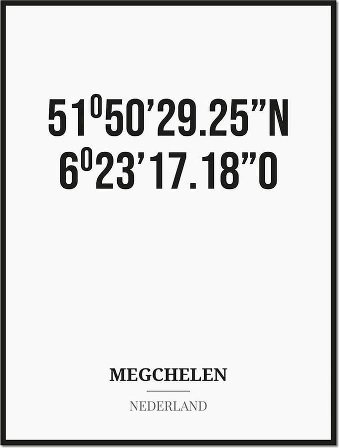 Poster/kaart MEGCHELEN met coördinaten