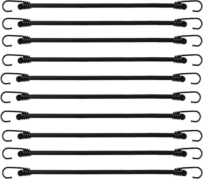 10 stuks elastische spanbanden met haken, bagagespanner voor camping en tentzeil