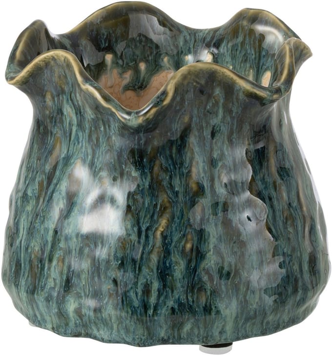 J-Line bloempot Ronny Onregelmatig - keramiek - blauw - small
