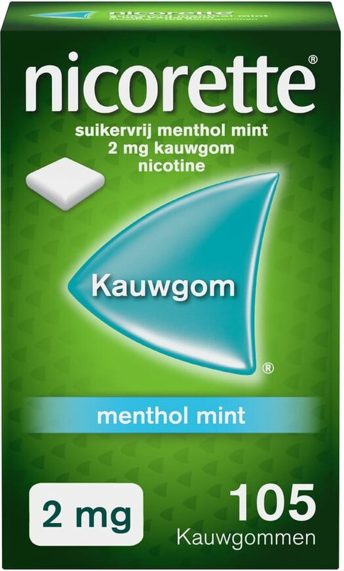Nicorette Suikervrij Kauwgom Menthol Mint 2mg - 3 x 105 stuks