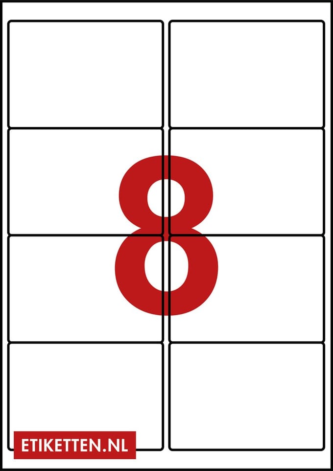 Master Etiketten - Etiketten op A4 Vel - 99 x 68 mm - 8 stickers per vel - 100 vel