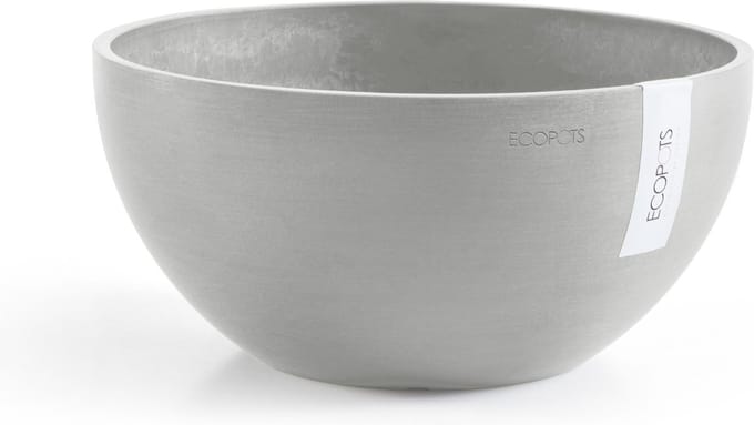 Ecopots Brussels 30 - White Grey - Ø30 x H14,8 cm - Ronde witgrijze bloempot