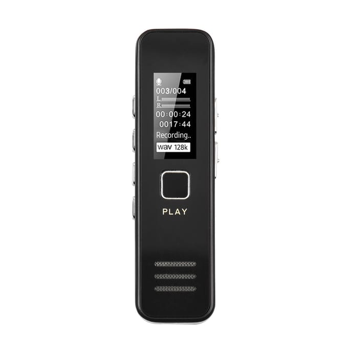 Digitale spraakrecorder 32 GB spraakopnameapparaat 32-1536 KBPS voor lezing, vergadering, interview zwart