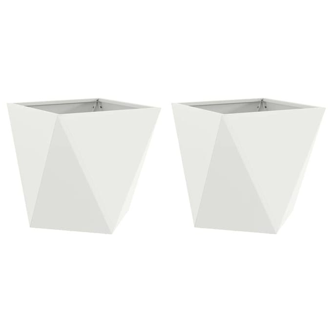 vidaXL Plantenbak 2 st Wit 40 x 40 x 40 cm Staal