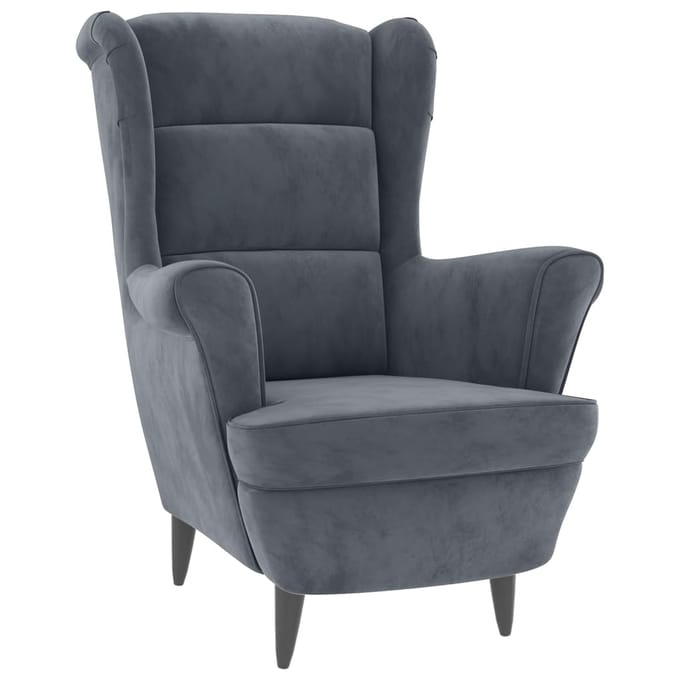 vidaXL - Fauteuil - met - voetenbank - fluweel - donkergrijs