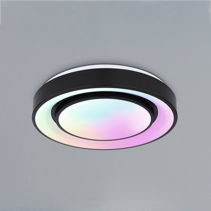 Globo LED plafondlamp Sully RGBW afstandsbediening zwart