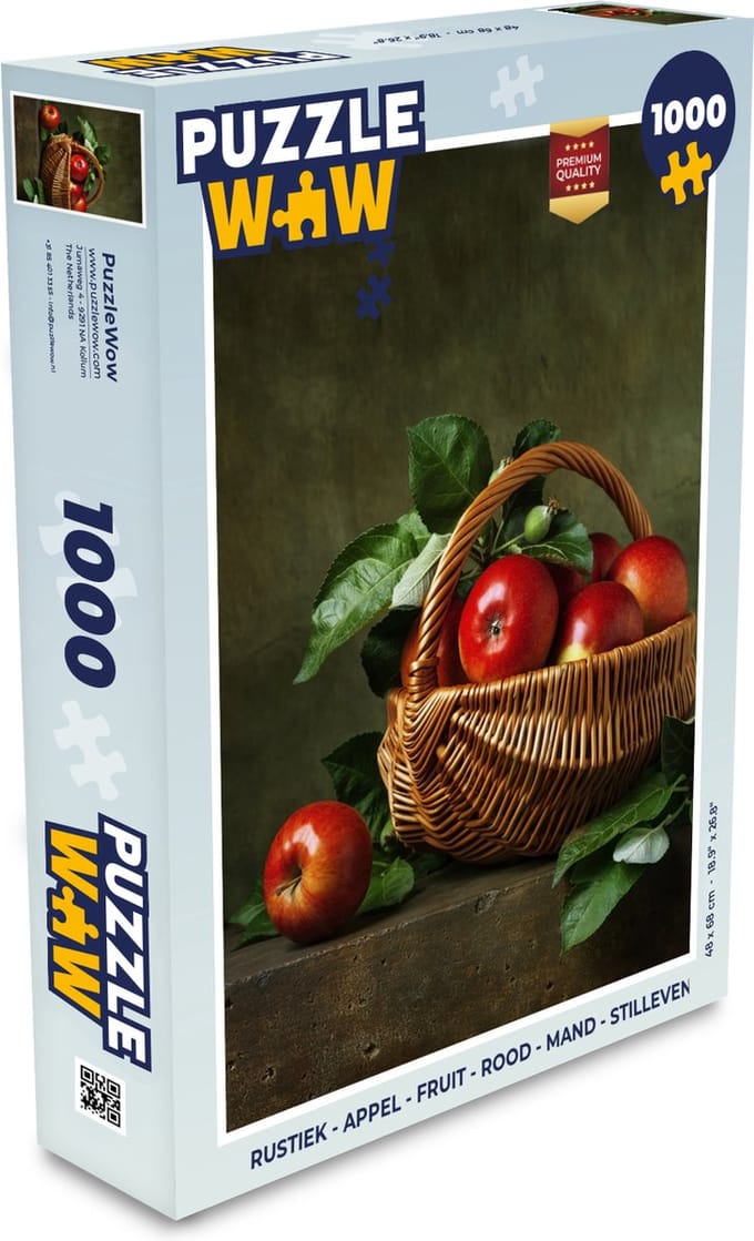 Puzzel Rustiek - Appel - Fruit - Rood - Mand - Stilleven - Legpuzzel - Puzzel 1000 stukjes volwassenen